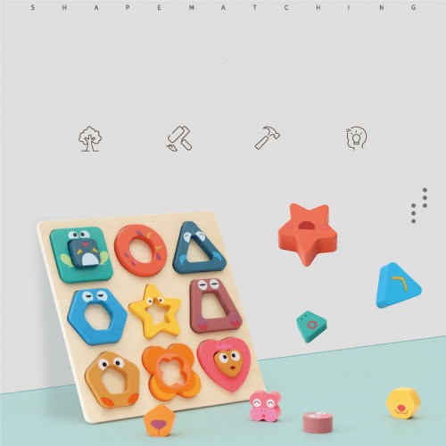 Preschool Wooden Shape Shorter Peg Puzzle Board  