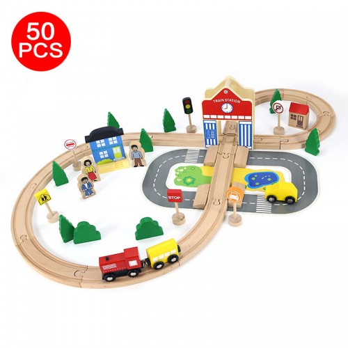 Wooden 50PCS City Train Set