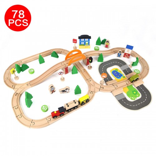 Wooden 78PCS City Train Set