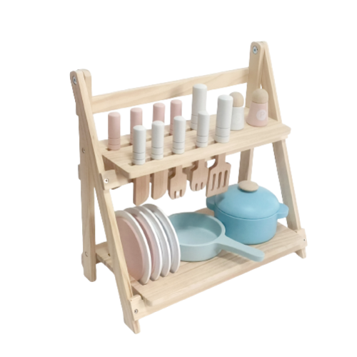 Wooden Foldable Dish Rack kids food game 