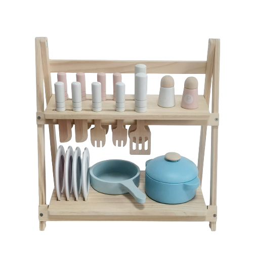 Wooden Foldable Dish Rack kids food game 